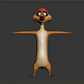 Playful Cartoon Meerkat With Orange And White Body Red Eyes Standing With Arms Outstretched