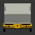 Car Trailer Featuring White Cargo Container And Yellow Chassis With Wheels 3d model