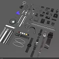 Various Other Accessories Including Metal Plastic Watch Bands Tools Round Lenses Keychains and Small Parts