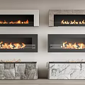 Modern Fireplace Interior Designs With Stone Marble Surrounds And Flames