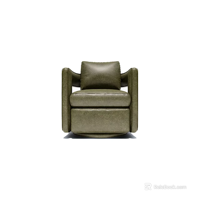 Modern Olive Green Leather Single Sofa With Padded Seat And Backrest 3d model