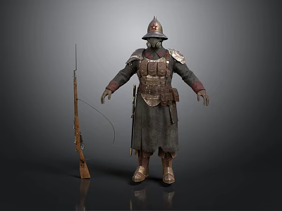 Antique Armor And Rifle Display As Stylish Home Living Decor 3d model