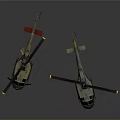 Two Detailed Helicopter Scale Models With Rotors And Landing Gear