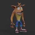 3D Animated Cartoon Character With Brown Fur Yellow Belly Blue Pants And Red Shoes
