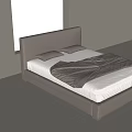 Modern Minimalist Double Bed With Upholstered Headboard And Soft Linen Sheets 3d model