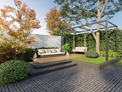 Modern courtyard landscape 3d model