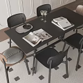 Modern Simple Rectangular Dining Table and Chair 3d model