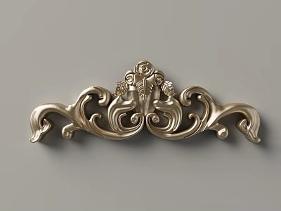 Elegant Metal Carved Ornament With Intricate Scrollwork And Central Floral Motif 3d model
