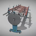 Industrial Support Equipment With Metal Frame Red Crossbars And Wheels For Material Handling