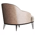 Elegant Light Brown Upholstered Single Sofa With Curved Backrest And Black Legs 3d model