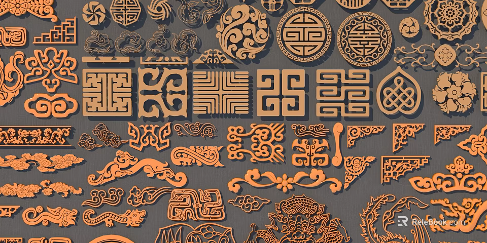 Traditional Chinese Swing Door With Intricate Carved Patterns And Ornate Motifs 3d model 