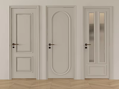 White Swing Doors With Arched Panel And Glass Insert Designs For Home Interior 3d model
