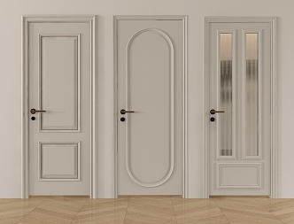 French Cream Single Door Bedroom Door Toilet Door Swing Door 3d model