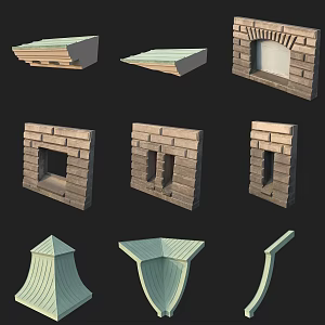 Building component window roof tile surface 3d model