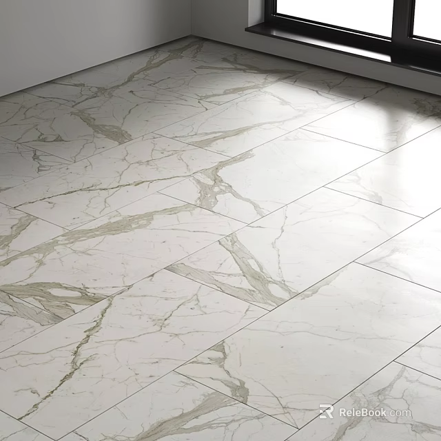 High Quality White Marble Floor Tiles With Natural Veins And Glossy Surface Finish 3d model 