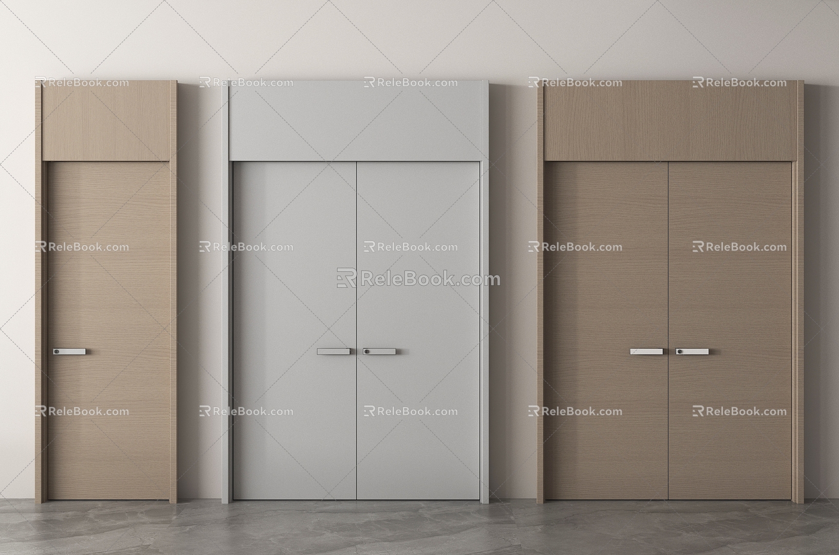 Modern double door room door bedroom door wood 3d model