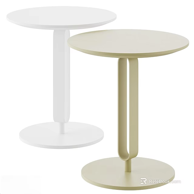 Modern Minimalist Side Tables Round Top White And Beige Sleek Design 3d model 
