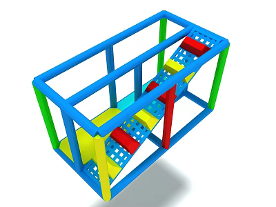Colorful Playground Equipment Structure With Multicolored Slides And Climbing Parts 3d model