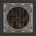 Rusty Metal Caged Electric Fan With Grid Cover And Vintage Style Design