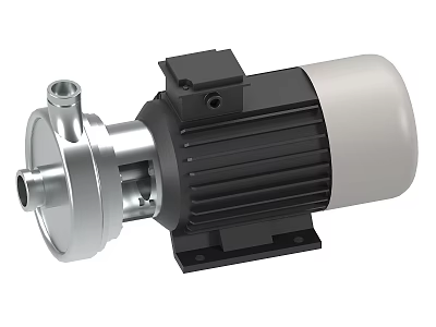 Agricultural Pump With Silver Metal Components And Black Motor Connection Ports 3d model