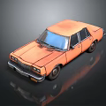 Vintage Orange Classic Car 3D Model With Retro Design And Reflective Surface 3d model