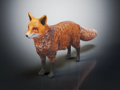 Brown Reptile Statue With Orange Fur And Black Legs On Dark Surface 3d model Brown Reptile Statue With Orange Fur And Black Legs On Dark Surface 3d model