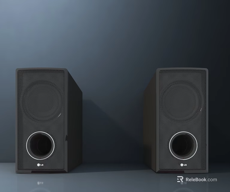 Black Stereo Speakers For Home Audio With Modern Design And Clear Sound 3d model 