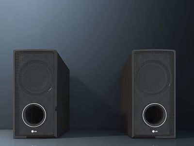 Black Stereo Speakers For Home Audio With Modern Design And Clear Sound 3d model