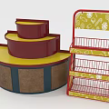 Colorful Display Cabinets And Shelves With Circular Multi tiered Design Vertical Pattern And Metal Grid