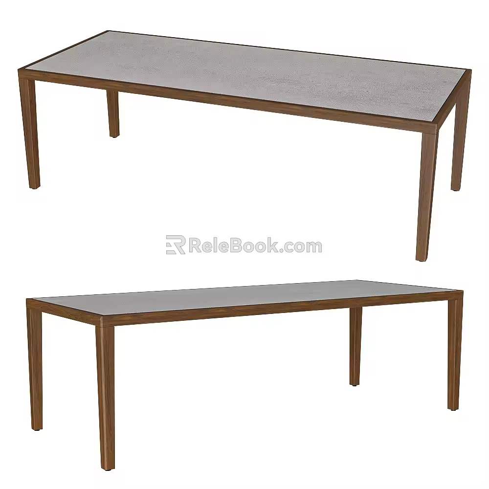 European Style Outdoor Table Art Table American Style Solid Wood Table Beach Table Square Table 3d model