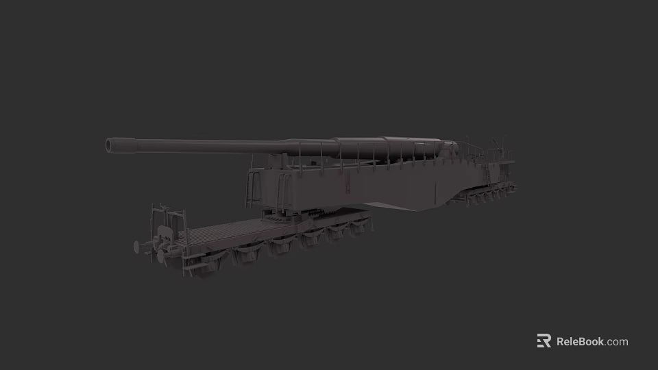 Large Military Weapon System With Long Barrel And Tracked Base Structure 3d model