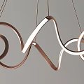 Modern Irregular Chandelier Design With Curved Copper And White Metallic Rings