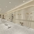 Modern Clothing Store Interior With Clothing Racks Mannequin Plants And Bright Lighting