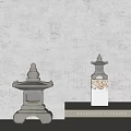 Japanese Style Stone Outdoor Lantern With Traditional Carved Pattern And Pagoda Top For Garden Decoration