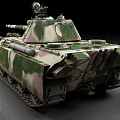 3D Rendered Military Tank With Green White Brown Camouflage Turret Gun Barrel And Tracks