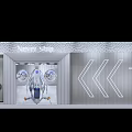 Modern Clothing Store Interior Design With Clothing Racks And Flying Vehicle