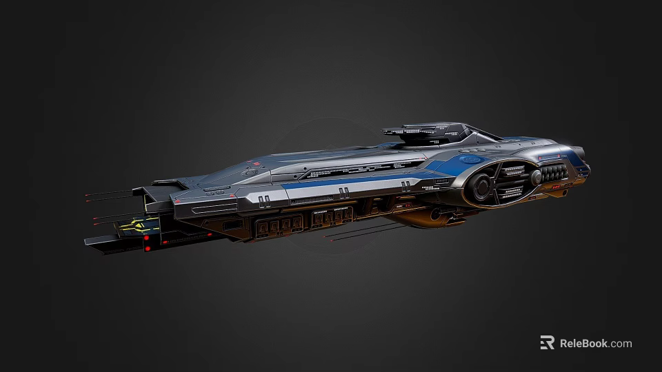 Futuristic Fighter Jet with Sleek Aerodynamic Design Blue Silver Color and Advanced Features 3d model