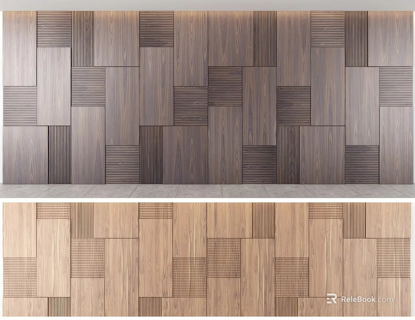 Modern Decorative Wooden Wall Panels With Light And Dark Brown Patterns For Interior Design 3d model 