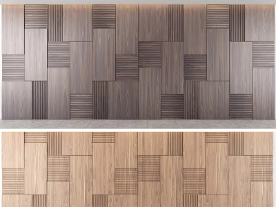 Modern Decorative Wooden Wall Panels With Light And Dark Brown Patterns For Interior Design 3d model
