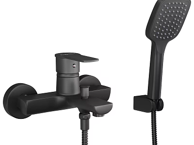 Modern Black Wall Mounted Shower Faucet With Handheld Shower Head Design 3d model
