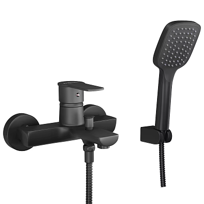 Modern Black Wall Mounted Shower Faucet With Handheld Shower Head Design 3d model