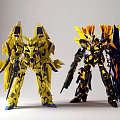 Yellow And Blue Black Mecha Robot Models With Detailed Armor And Weapons
