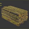 Moss Covered Wooden Logs Stacked On Pallet Base With Natural Texture And Timber Material