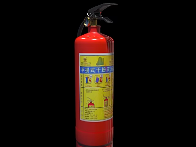 Red Portable Dry Powder Fire Extinguisher as Essential Fire Safety Equipment for Emergency Preparedness 3d model