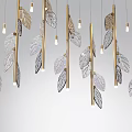 Elegant Modern Feather Design Pendant Light With Golden Stems And Glass Shades