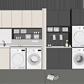 Modern Bathroom Cabinet Rack Design With Washing Machine Storage And Mirror Units