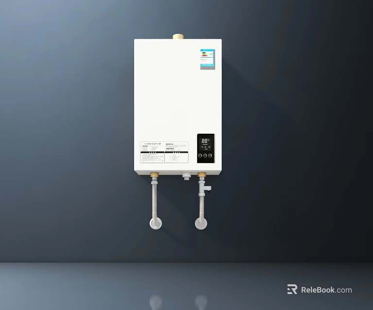 Modern Wall Mounted White Household Water Heater With Digital Display For Home Use 3d model 