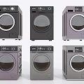 Modern Front Load Washing Machines In Various Colors With Control Panels