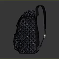 Stylish Dark Colored Backpack Featuring Geometric Pattern And Buckle Design With Adjustable Straps 3d model