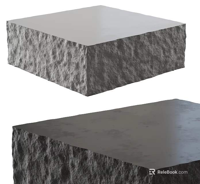 Modern Coffee Table With Rough Stone Texture And Gray Finish Design 3d model 
